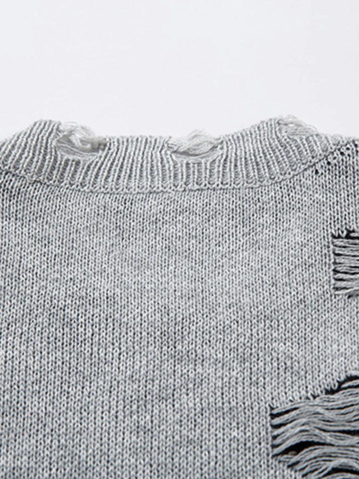 Men's Distressed Chain Detail Oversized Sweater