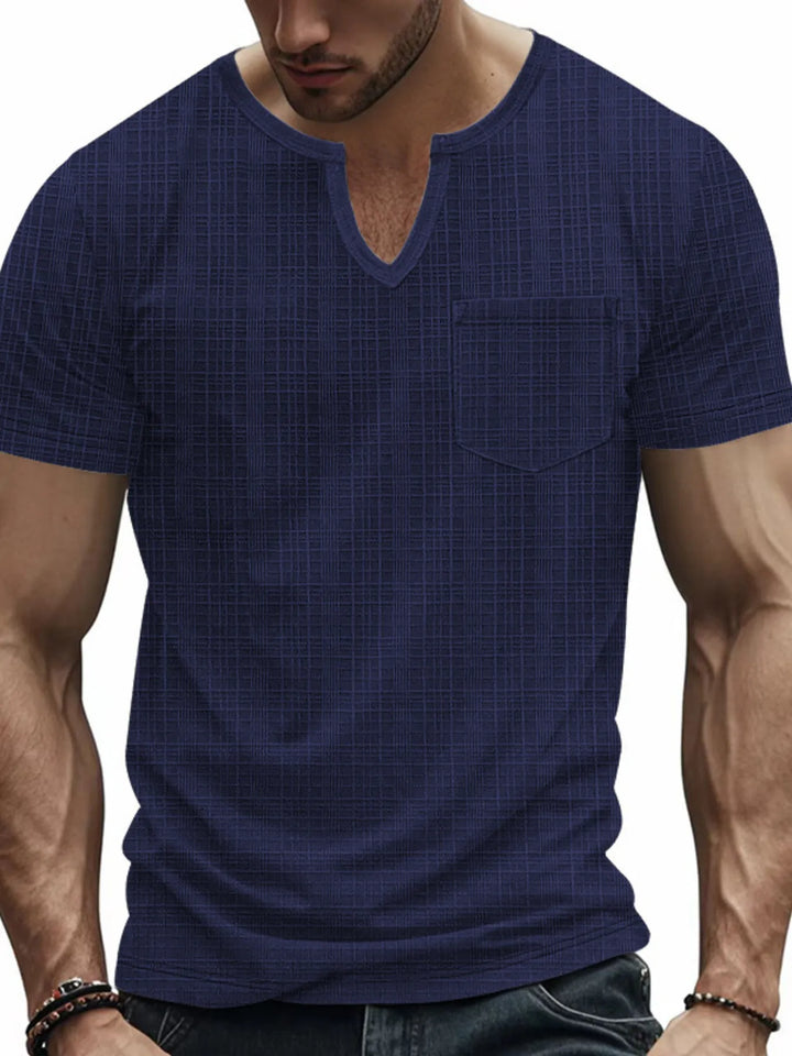 Men's Full Size Notched Short Sleeve T-Shirt Plus Size