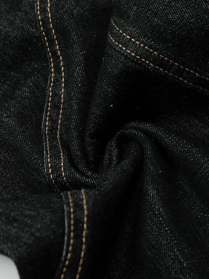 Men's Washed Curved Jeans with Contrast Stitching