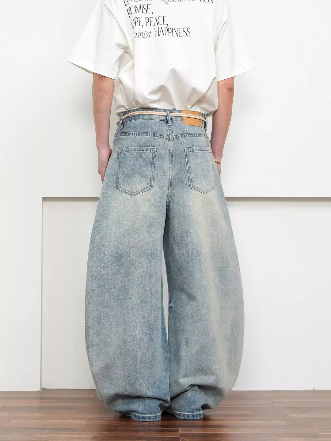 Men's Full Size Washed Wide Leg Jeans Plus Size