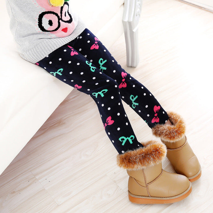 Childrens Printed Slim-fit Warm Pants Long Outerwear Trousers For Older Kids