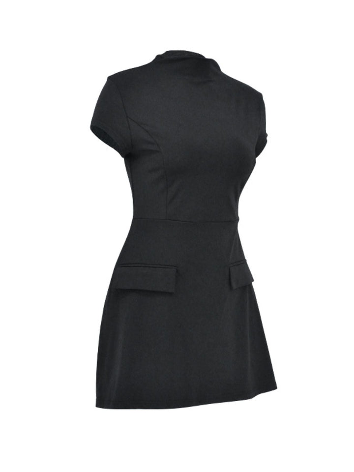 Mock Neck A-Line Mini Dress