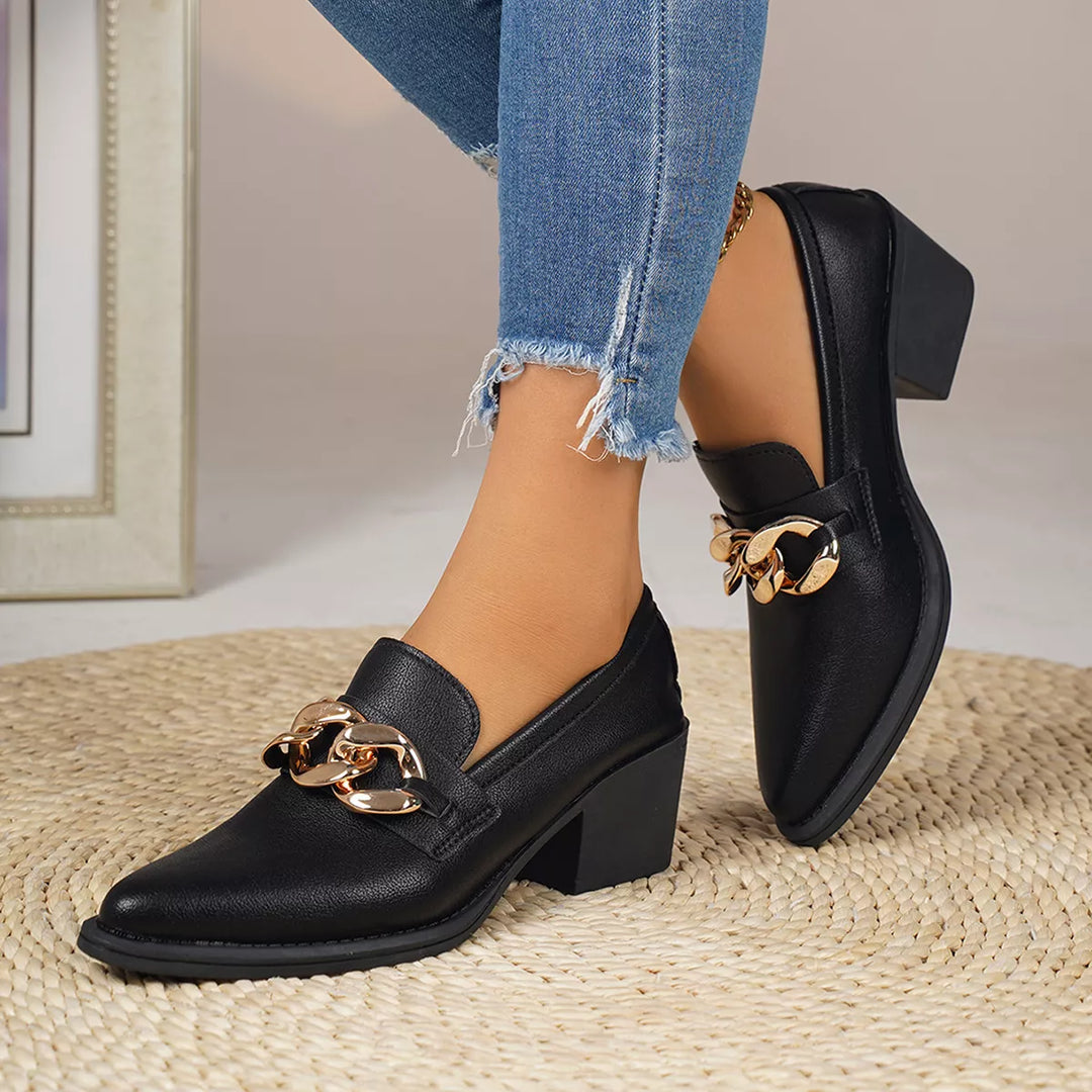 Point Toe Block Heels Loafers
