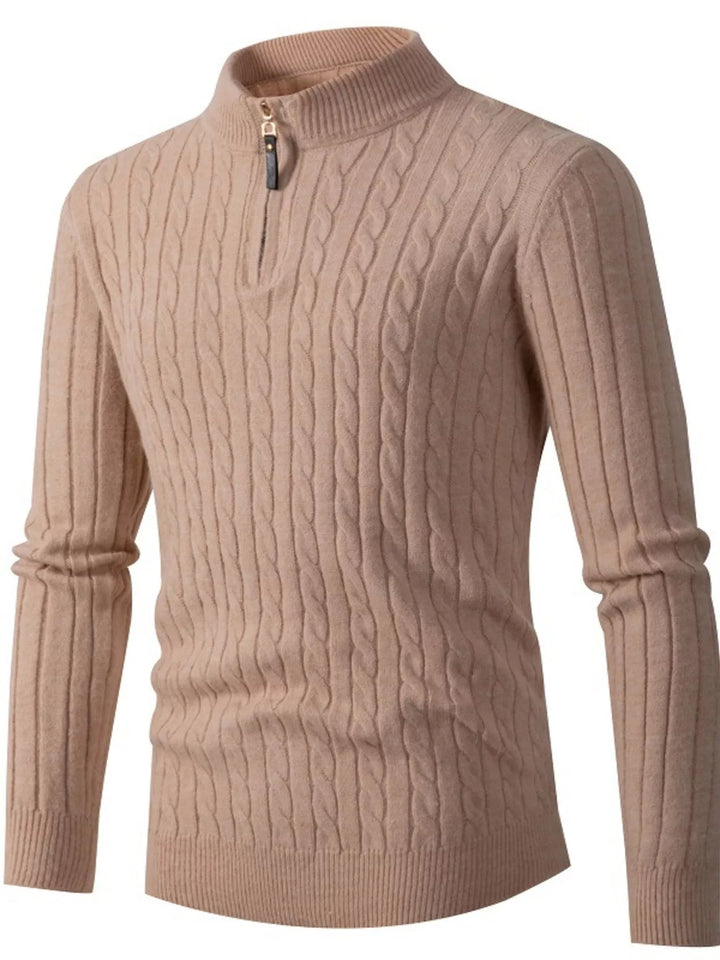 Men's Full Size Slim Fit Cable Knit Half Zip Sweater Plus Size