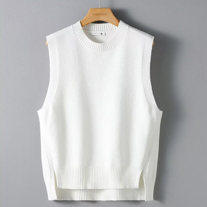 Mens Solid-Color Versatile Split Vest