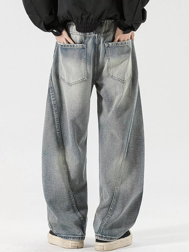 Men's Full Size Vintage Wash Wide Leg Jeans Plus Size