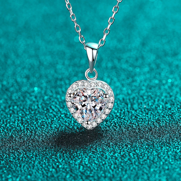 2 Carat Moissanite 925 Sterling Silver Heart Pendant Necklace