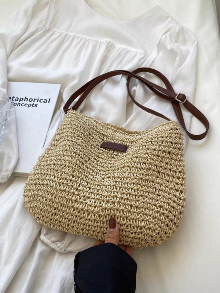 Woven Straw Adjustable Strap Crossbody Bag