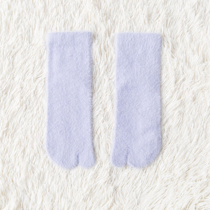 Women's Fleece-lined Thermal Winter Toe Socks Mid-calf Thick Warm