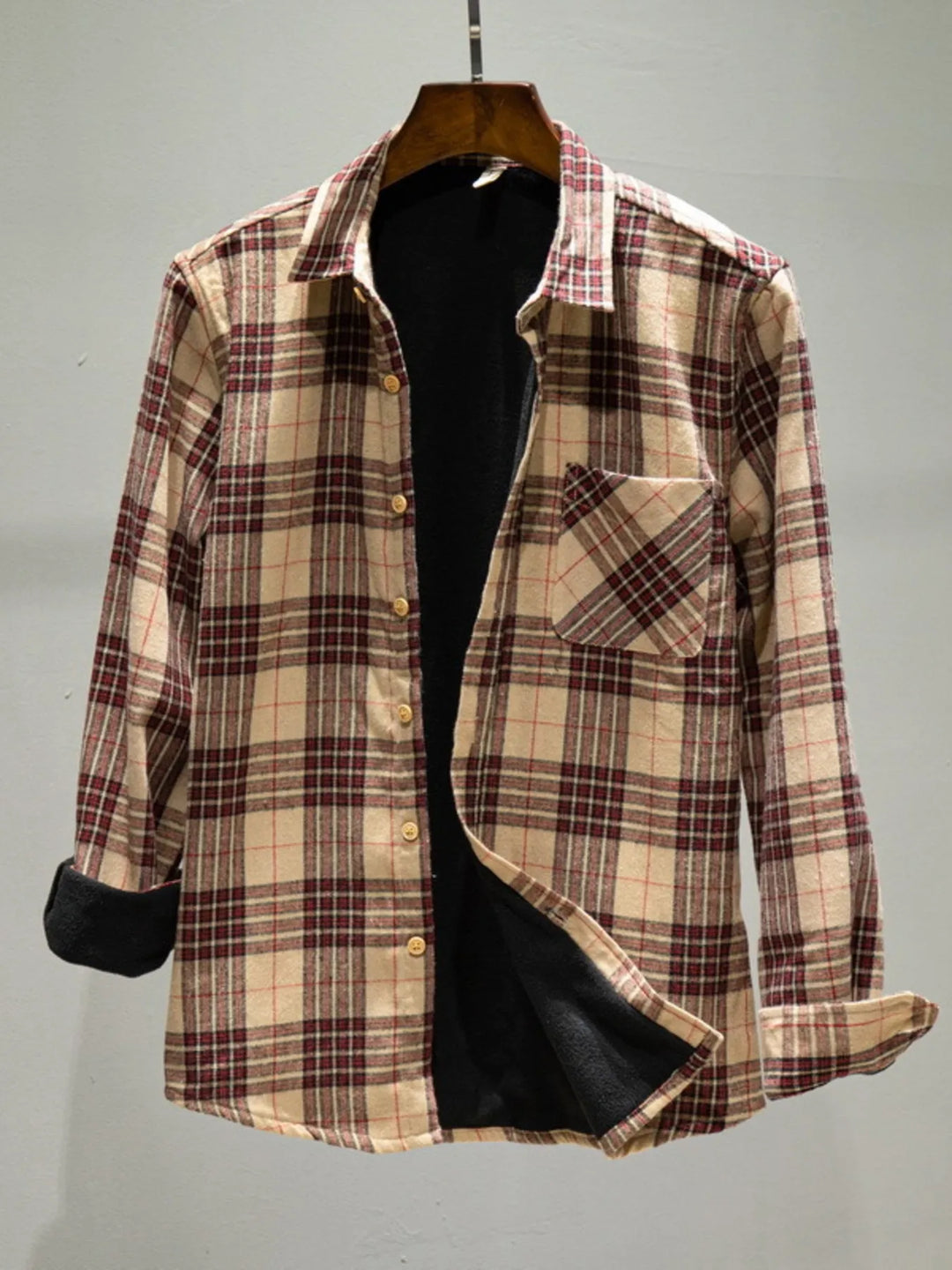 Men's Plus Size Plaid Button Up Long Sleeve Shirt