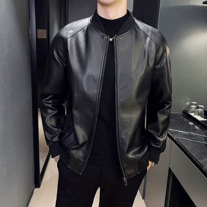 Men's Slim Fit Trendy Handsome Washed Leather Jacket