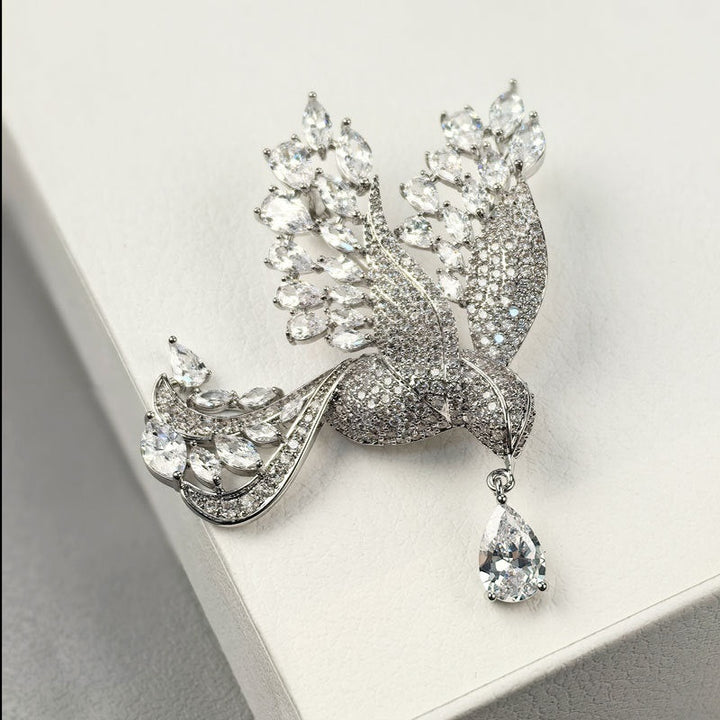 Fashionable Lightly Luxurious Micro-paved Zircon Bird Brooch