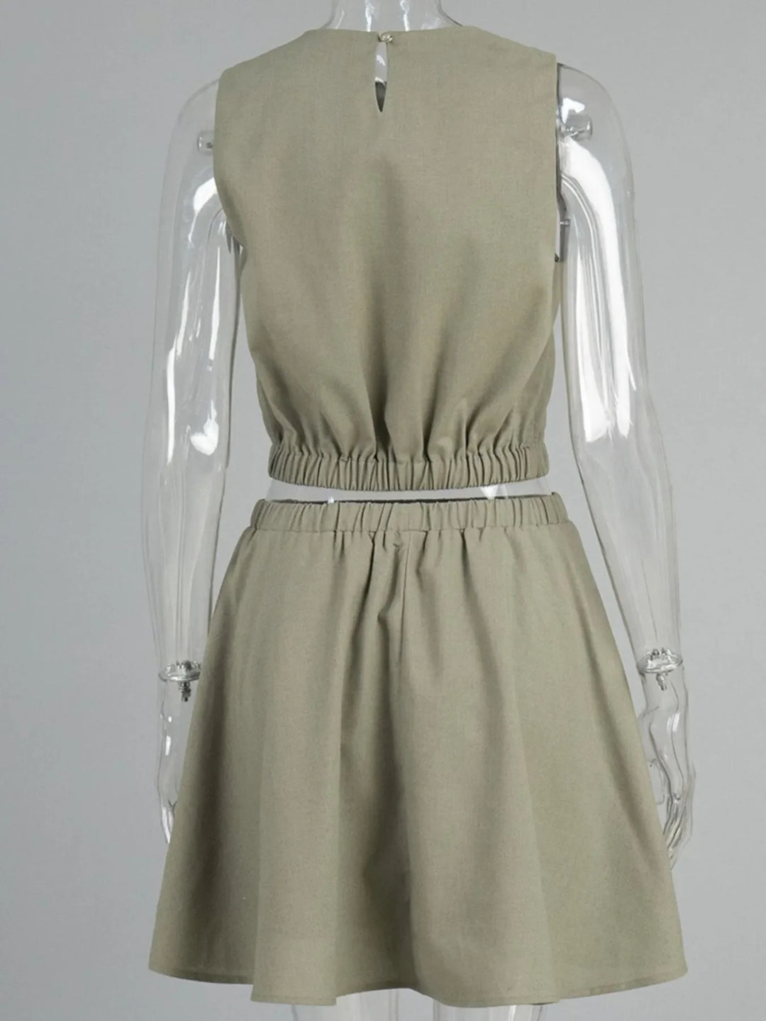 Round Neck Sleeveless Top and Skirt Set