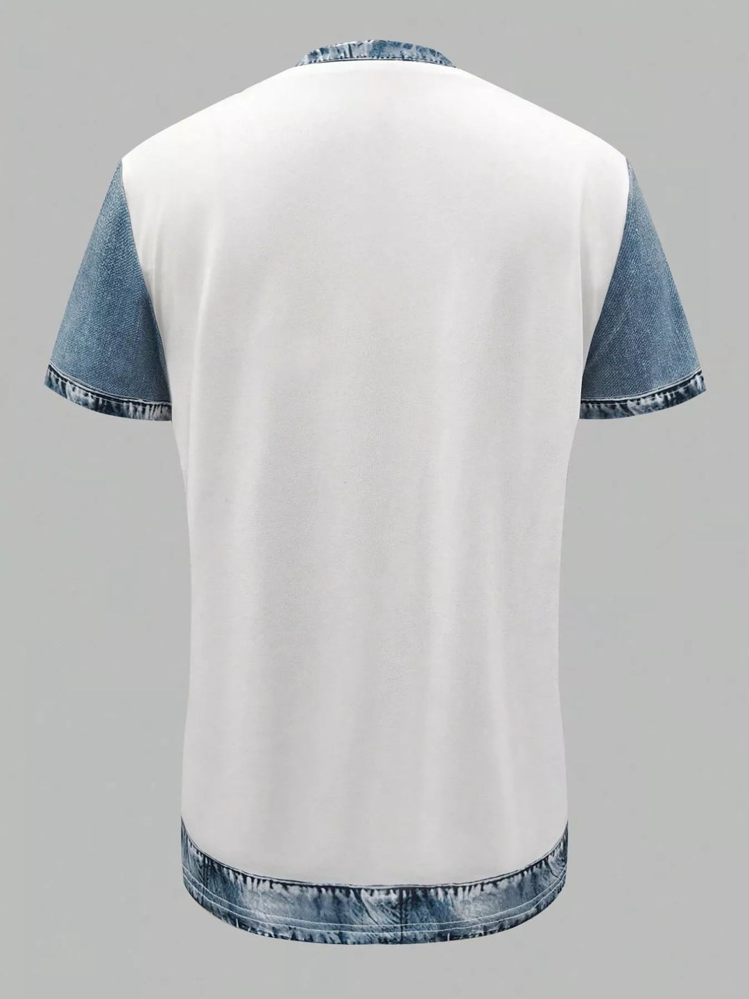 Denim Patchwork Short Sleeve Blouse