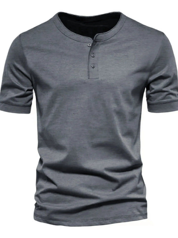 Men's Full Size Button Detail Short Sleeve Top Plus Size