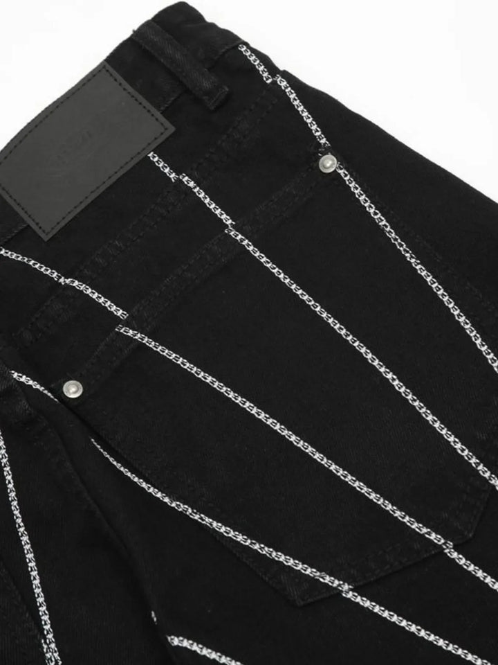 Men's Spider Web Embroidered Flared Jeans