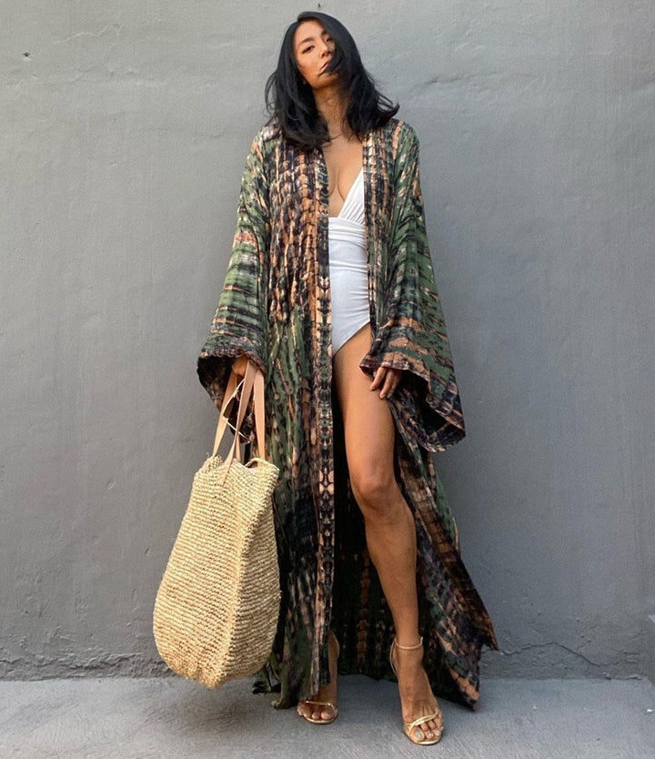 Printed Sexy Loose Sun Protection Bikini Blouse