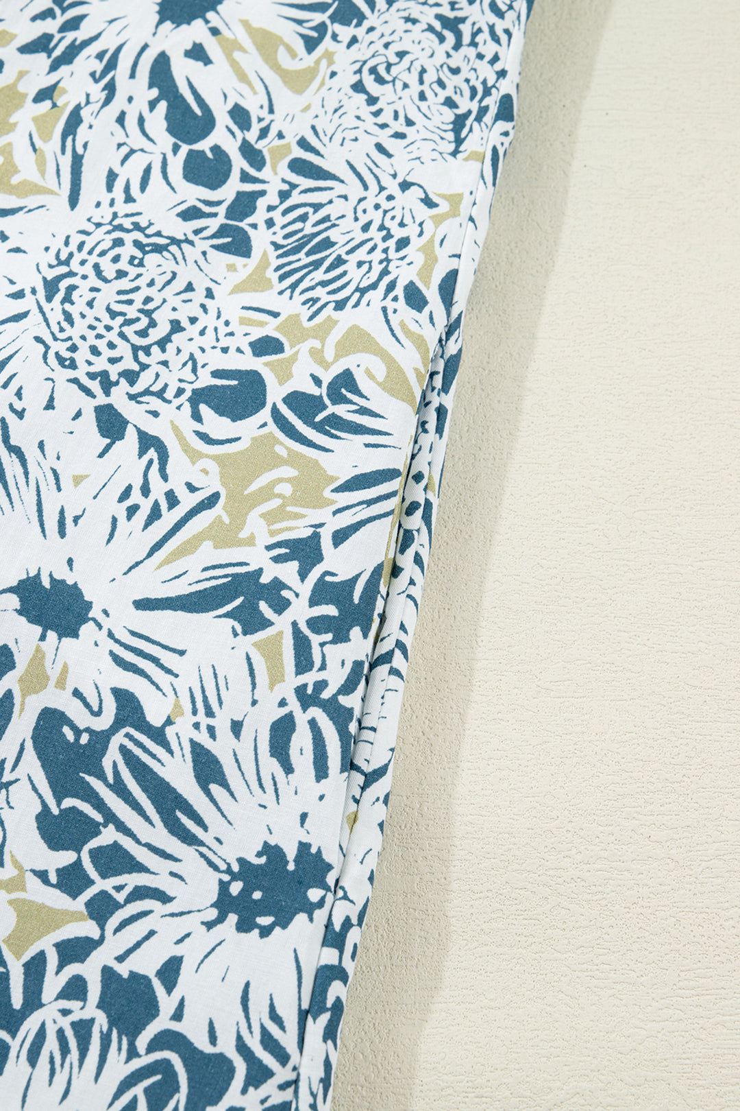 Blue Floral Print Striped Webbing Patchwork Collar Short Sleeve Mini Dress