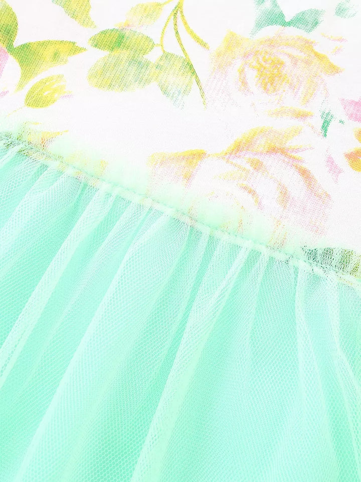 Children's Floral Print Tulle Dress