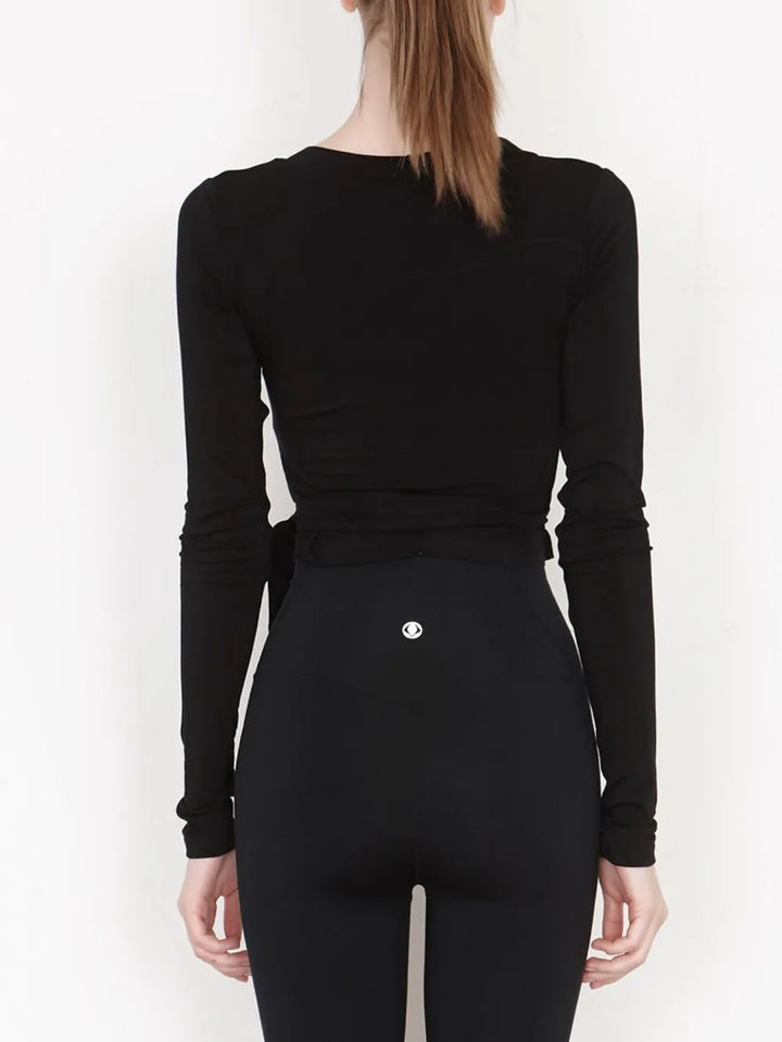 Tied Surplice Long Sleeve Top