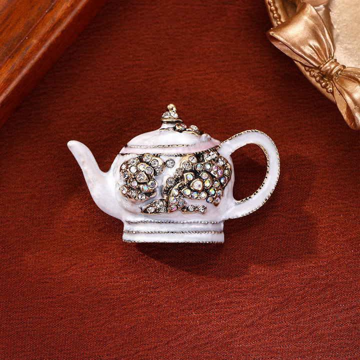 Fashionable Court-style Diamond-encrusted Kettle Brooch