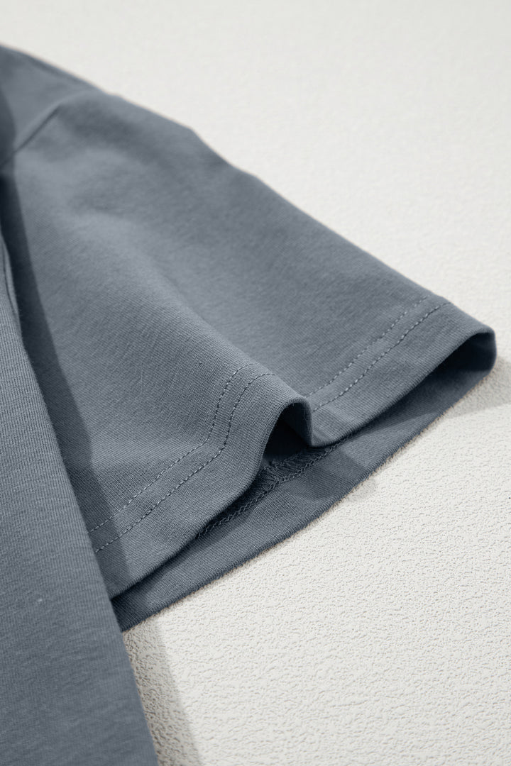 Medium Grey MAMA Letter Graphic Tee Camouflage Print Loose Pant Set