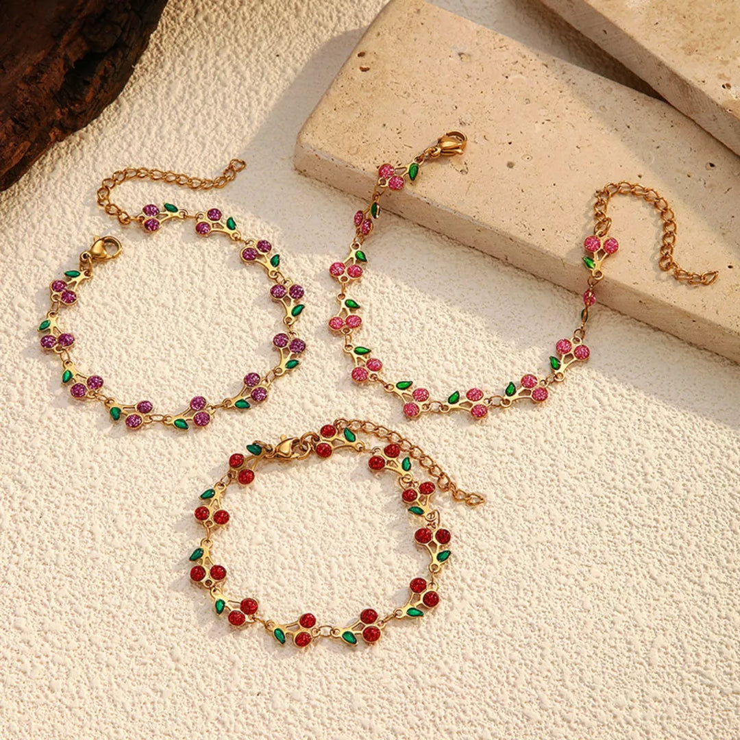 18K Gold-Plated Cherry Charm Bracelet
