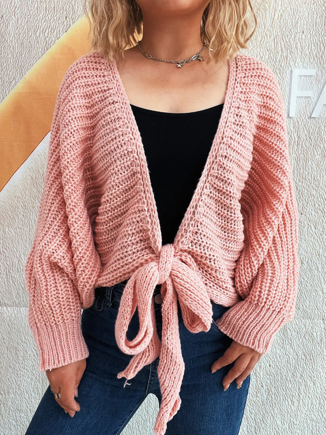 Tie Front Long Sleeve Cardigan