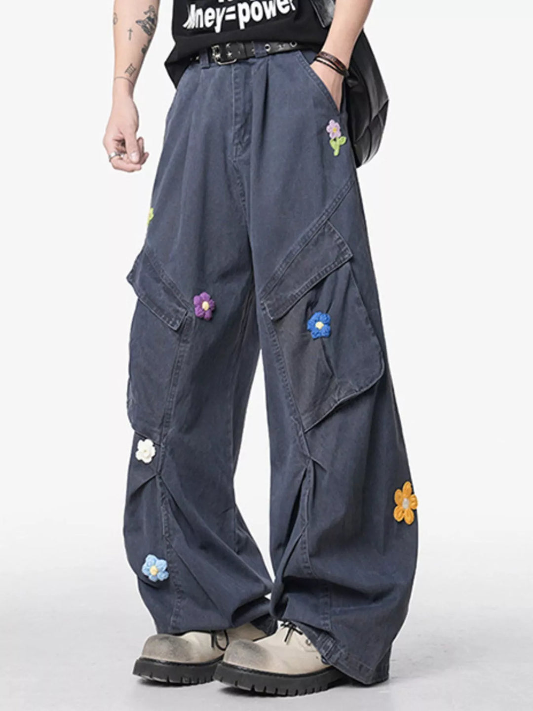 Men's Flower Wide Leg Pants