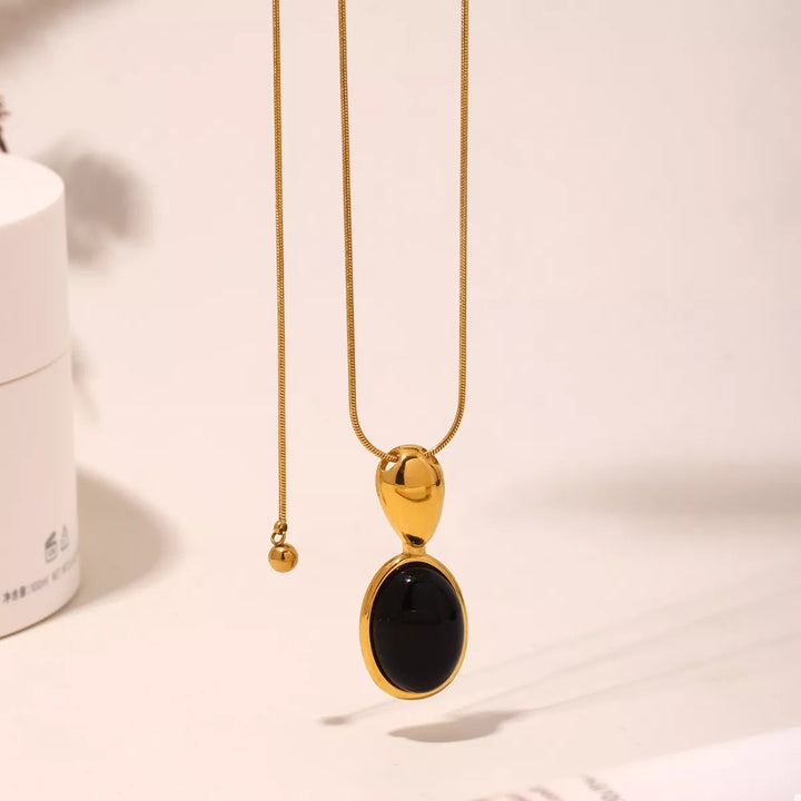 18K Gold-Plated Stainless Steel Necklace with Teardrop Pendant