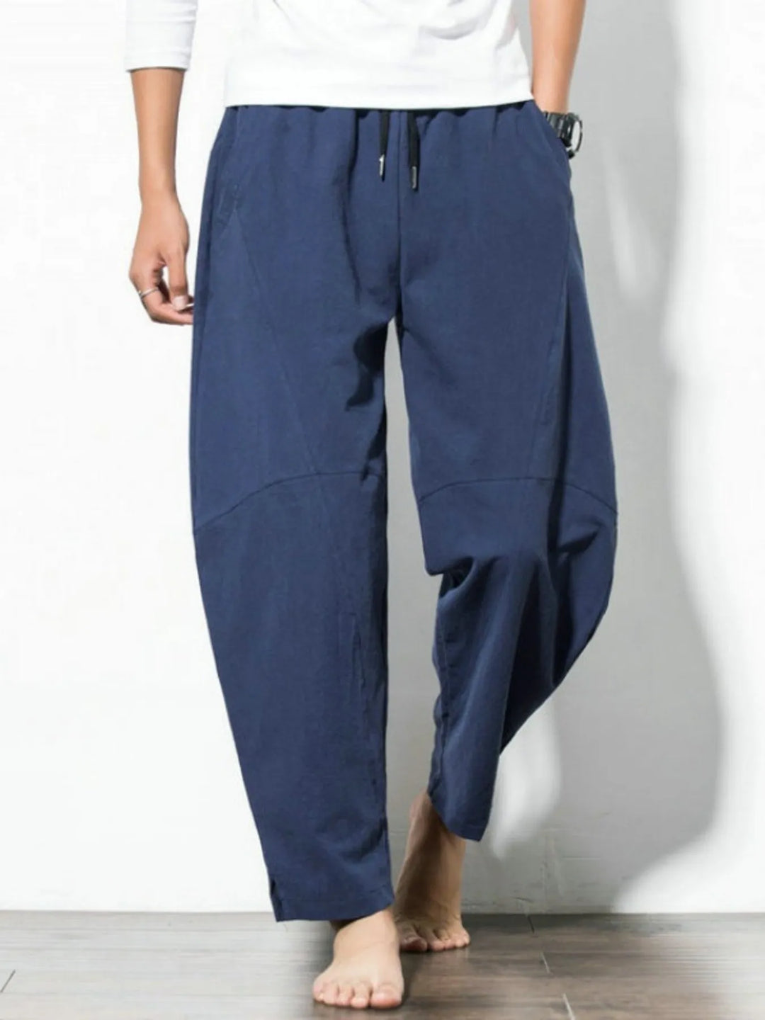 Men's Plus Size Casual Drawstring Wide Leg Pants
