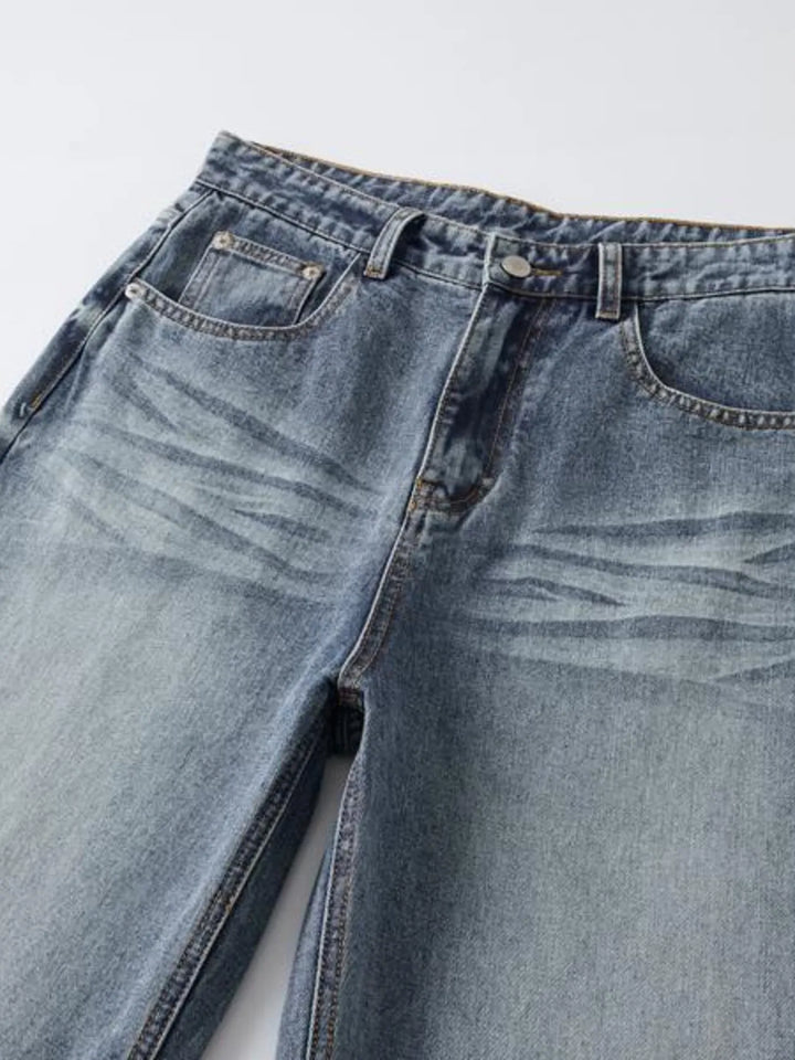 Men's Wash Wide Leg High-Rise Jeans