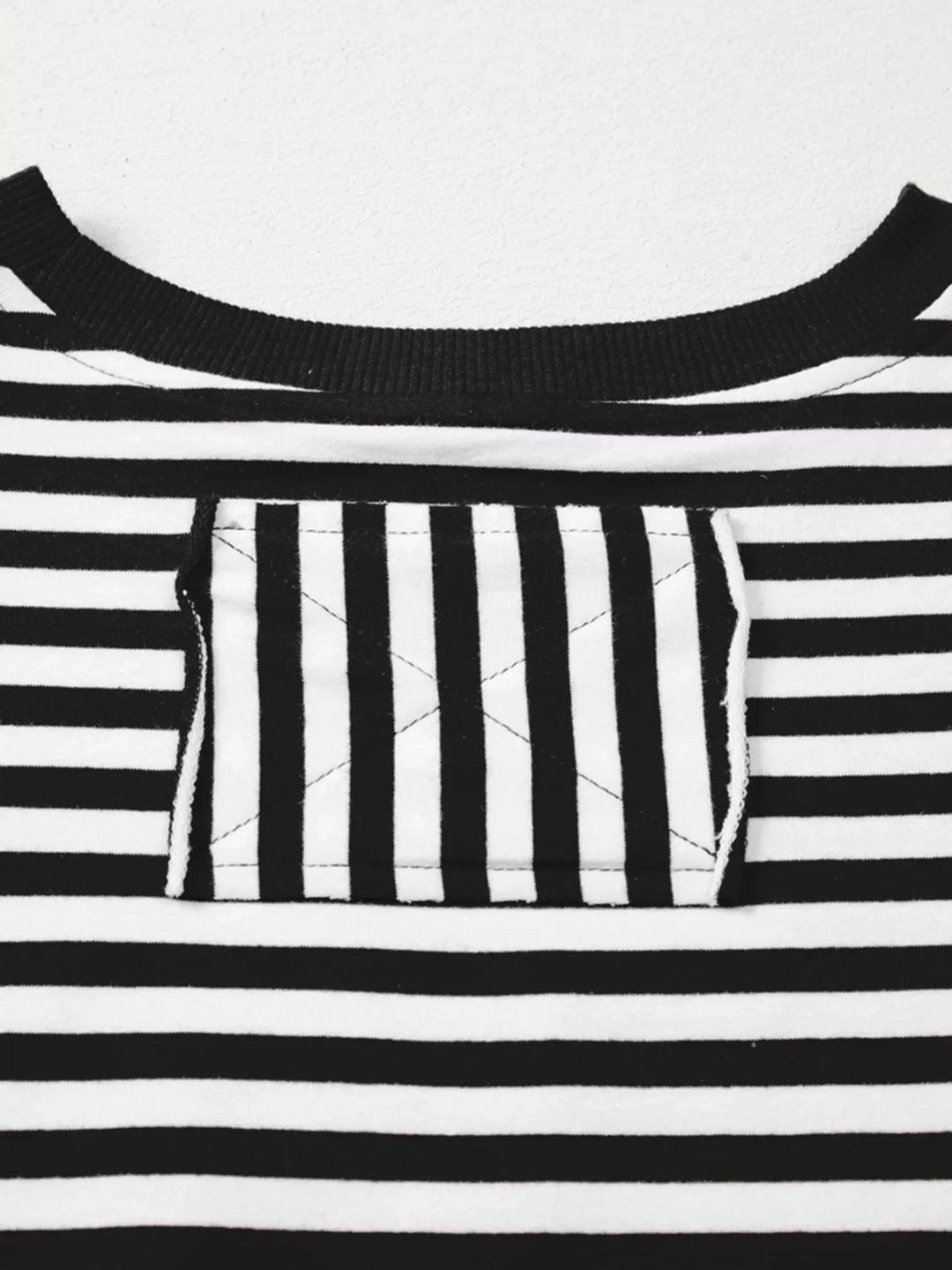 Stripe Exposed Seam Drop Shoulder Casual Pullover Top
