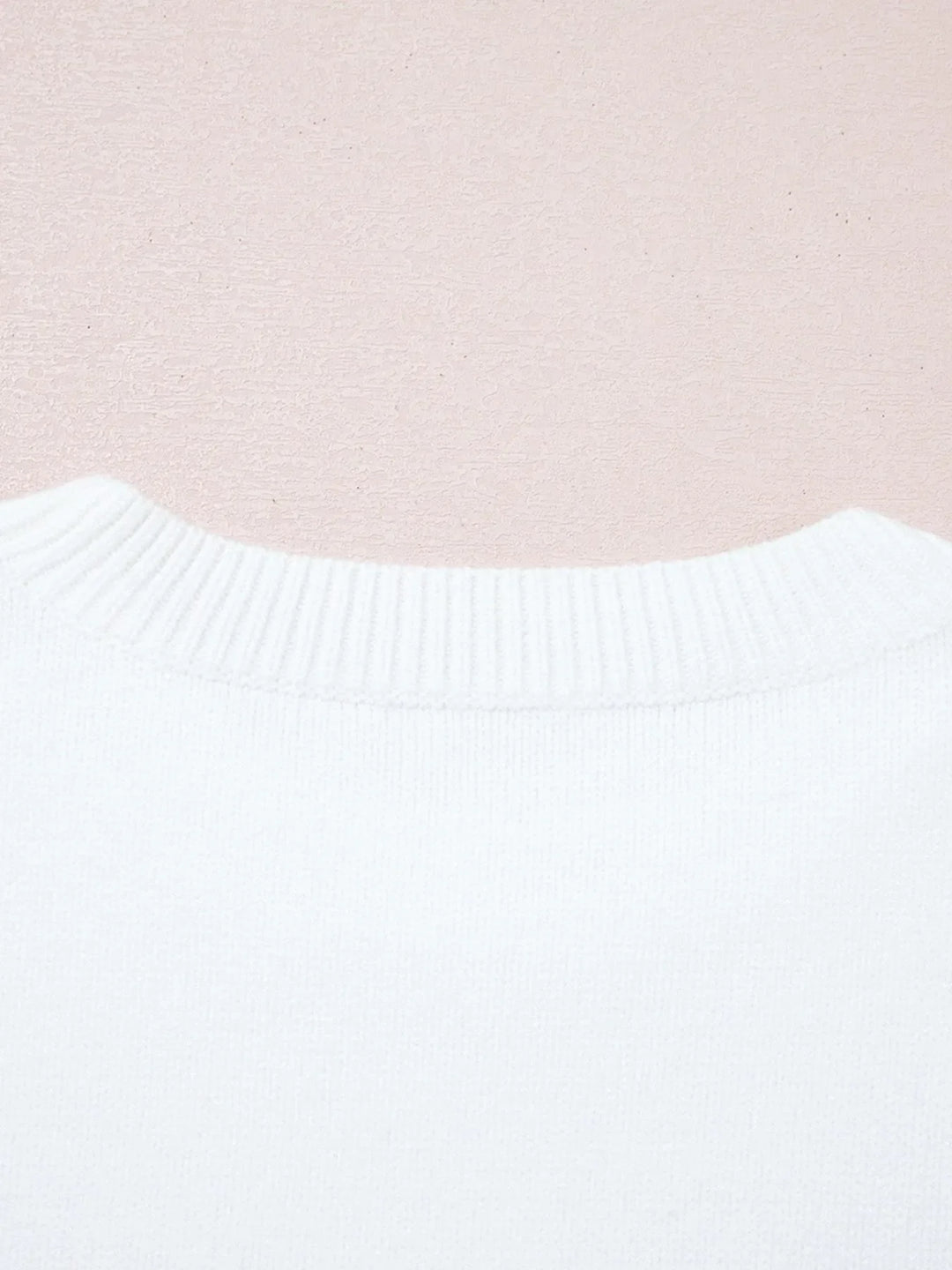 Letter Contrast Hem Round Neck Sweater
