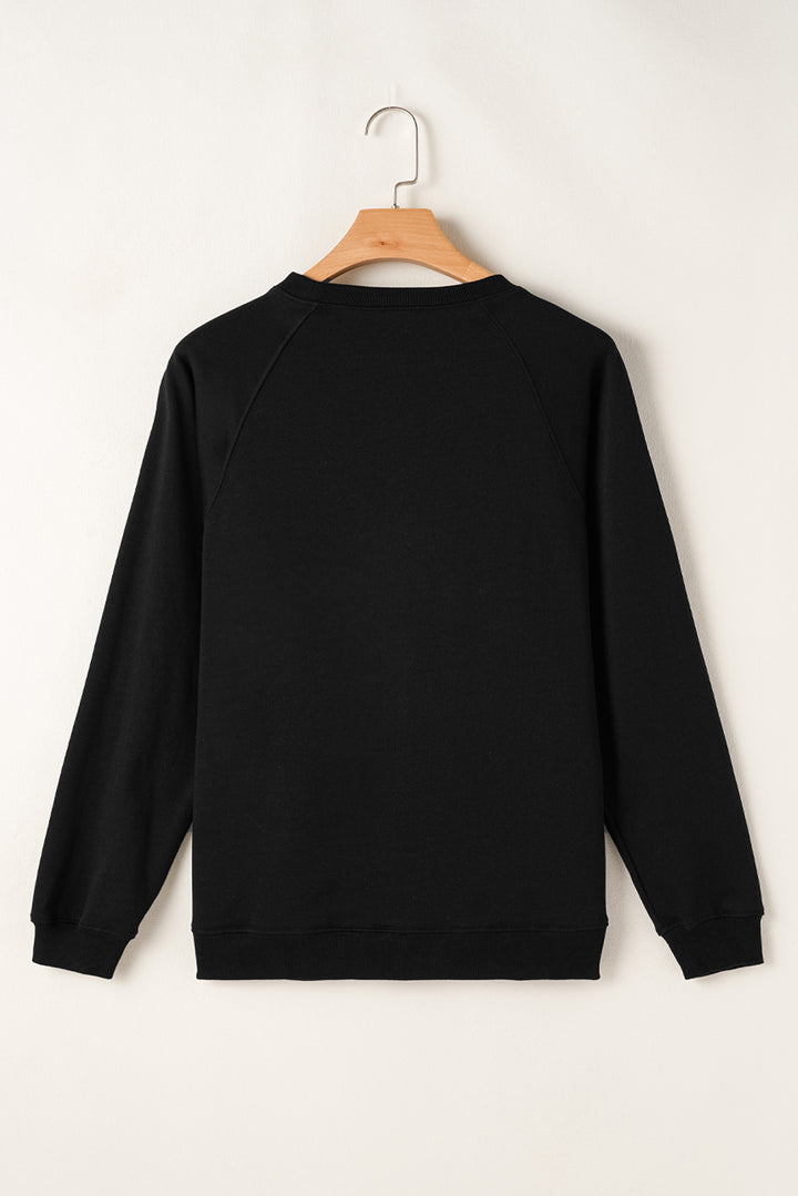 Black Rainbow Colorblock Striped Pullover Sweatshirt