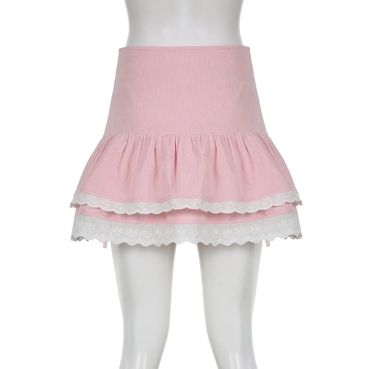 Pink Skirt With Cascading Ruffles