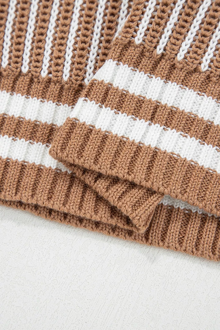 Striped Knit Long Sleeve Sweater