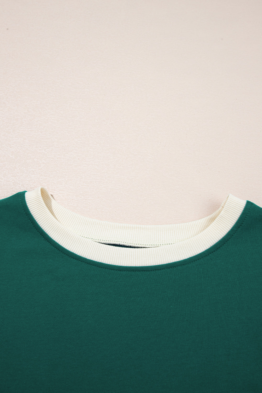 Evergreen Colorblock Edge Drop Shoulder T Shirt and Skirt 2Pcs Set