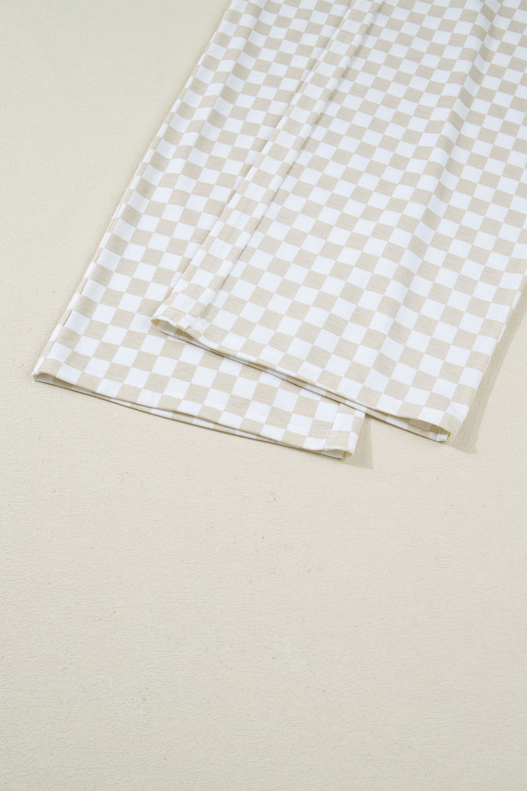 Khaki Checkered Print Half Sleeve Tee 2pcs Lounge Pant Set