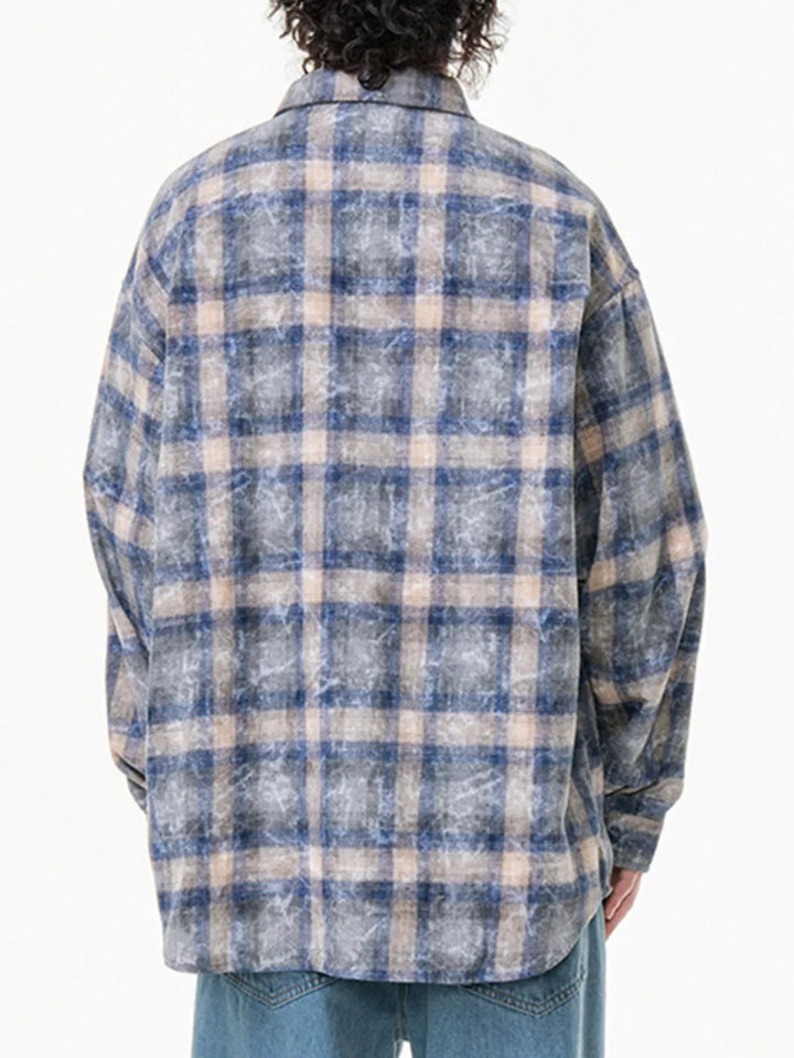 Men's Plus Size Plaid Button Up Long Sleeve Shirt