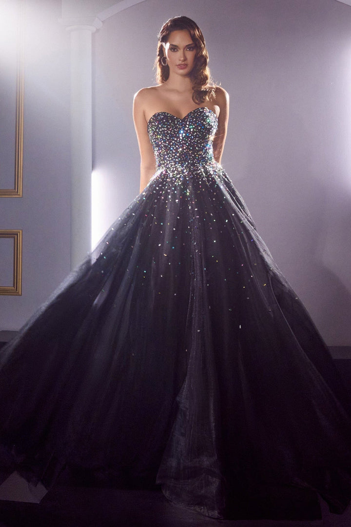 Ladivine CB114 Long Strapless Formal Gown with Jewel Accents