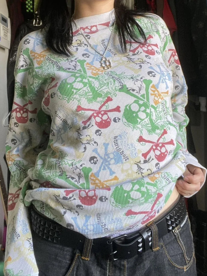 Printed Round Neck Long Sleeve T-Shirt