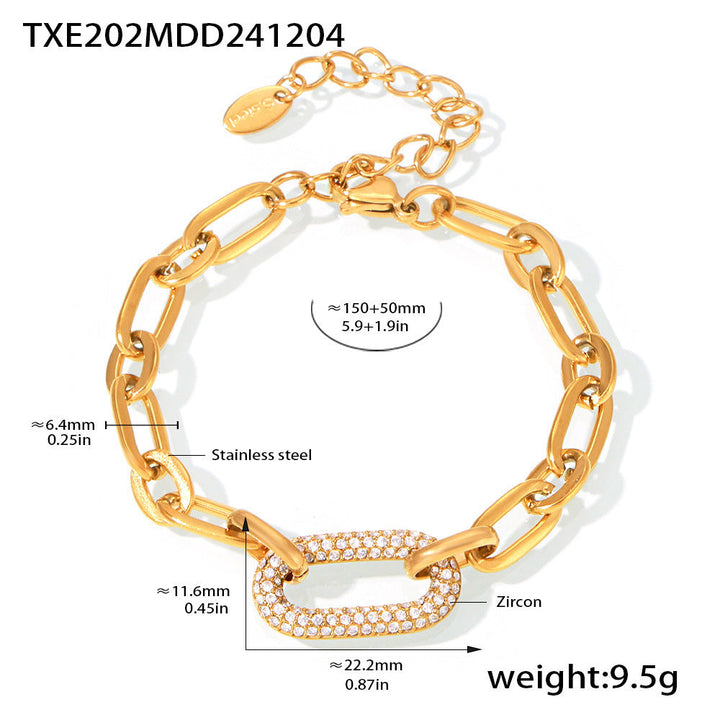 Titanium Steel Jewelry Stainless Steel Micro-pave Zircon Clavicle Necklace And Bracelet