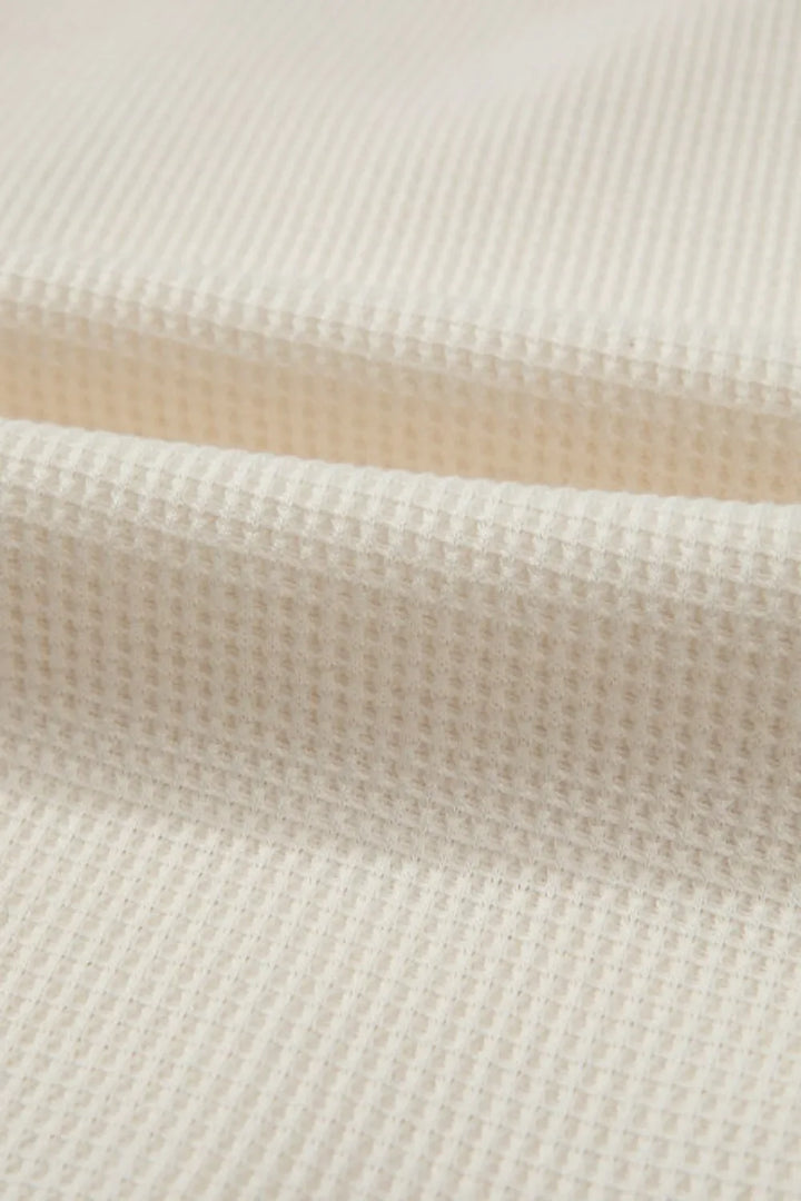 Waffle-Knit Two-Tone Long Sleeve Hoodie