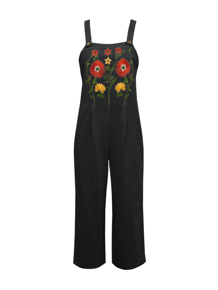 Floral Embroidered Wide Leg Jumpsuit