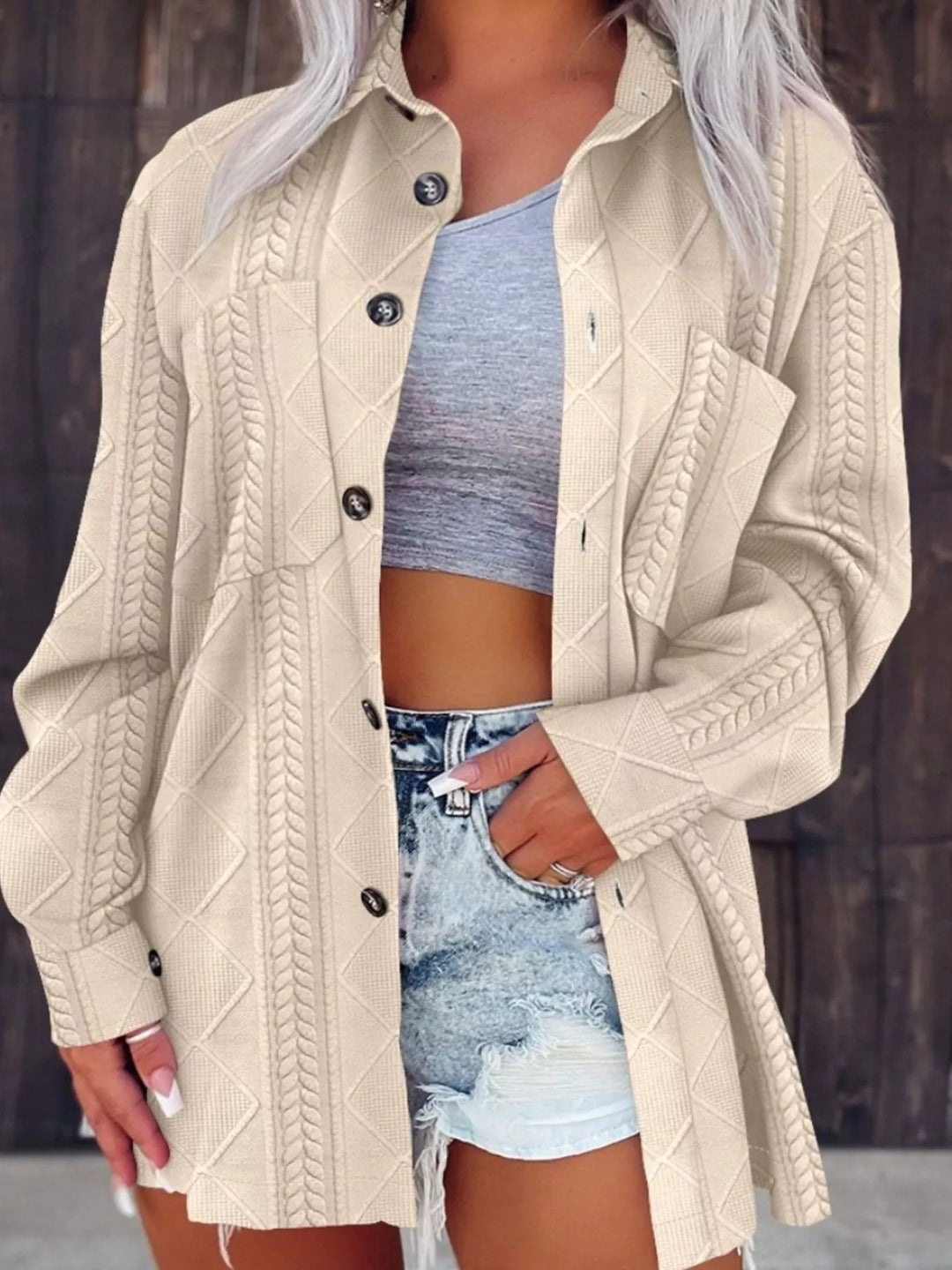 Button Up Long Sleeve Knit Outerwear