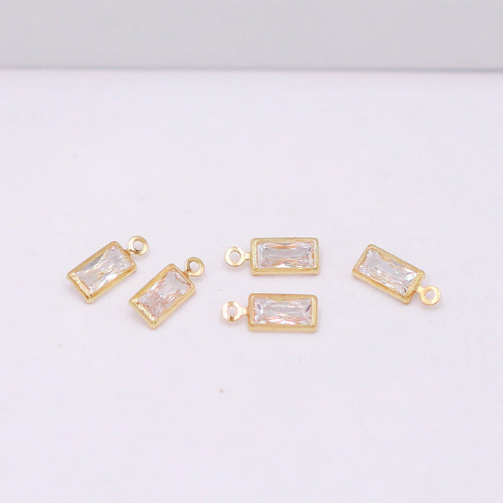 Geometric Zircon Bezel Set Pendant - Gold Plated Color Retention Charm for DIY Earring Jewelry Making Accessories
