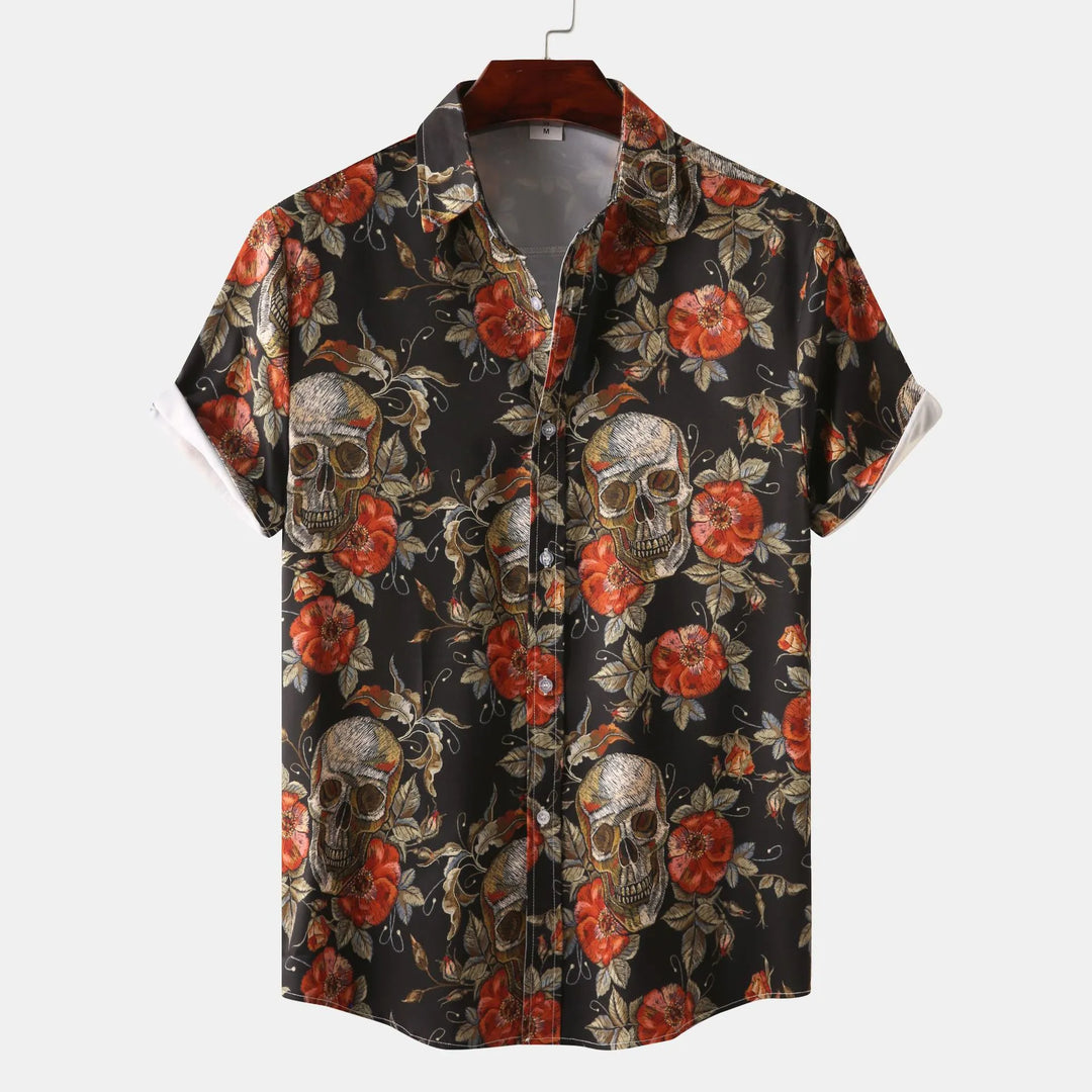 Men's Full Size Printed Short Sleeve Casual Shirt Plus Size