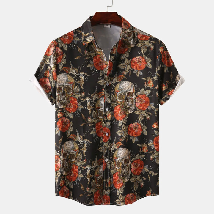 Men's Full Size Printed Short Sleeve Casual Shirt Plus Size