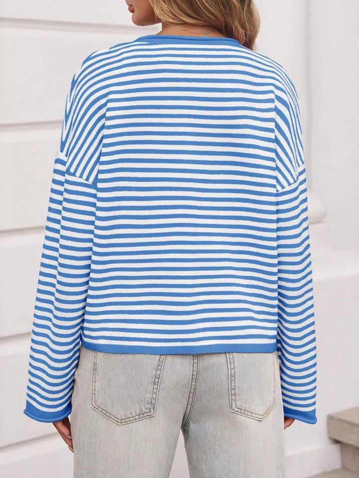 Striped Button-Up Cardigan